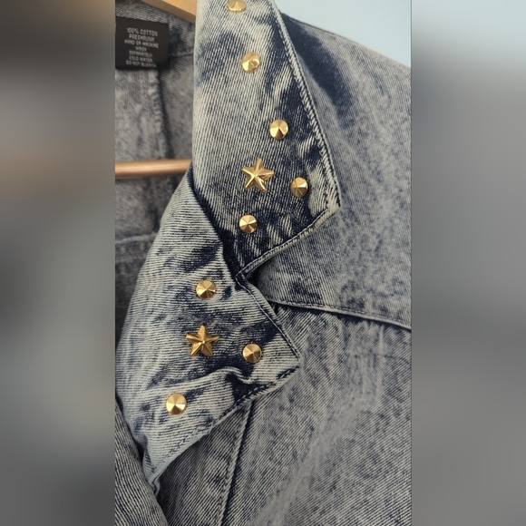 Vtg 80sEunina U.S.A. Acid Wash Jeans Jacket Copped Size L - Picture 6 of 14
